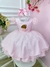 Vestido Infantil Rosa Bailarina Saia C/ Glitter Festas Luxo (0755RS)