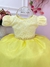 Vestido Infantil Amarelo C/ Renda Cinto Pérola e Tiara Festa (1062AS) - comprar online