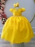 Vestido Infantil Amarelo Damas Honra Casamento Pérolas Renda (2266AK)