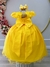 Vestido Infantil Amarelo Damas Honra Casamento Pérolas Renda (2266AK) na internet