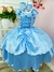 Fantasia Infantil Frozen e Cinderela C/ Renda Azul Strass (0107AA)