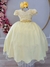 Vestido Infantil Amarelo Damas Luxo C/ Renda e Pérolas (1040AM)