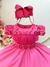 Vestido Infantil Rosa C/ Busto Tule e Aplique de Flores (3602PK) - comprar online