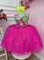 Vestido Infantil Barbie Colorido Neon Saia Rosa C/ Glitter (1237PP)