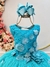 Vestido Infantil Verde Tiffany C/ Renda Aplique de Flores (4119VV) - comprar online