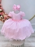 Vestido Infantil Rosa Claro Busto Nervura Pérolas e Glitter (2027RS)