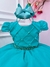 Vestido Infantil Verde Tiffany Busto Nervura C/ Pérolas Luxo (7504VF) na internet