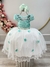 Vestido Infantil Verde Saia Off Com Aplique Flores e Renda (4601VH) - comprar online