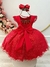 Vestido Infantil Vermelho Busto Plissado Saia Organza Glitter (1227VC) - Gabi Boutiquekids