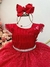 Vestido Infantil Vermelho Busto Plissado Saia Organza Glitter (1227VC) na internet