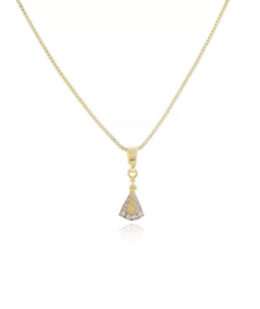 Colar Nossa Senhora cristal P banho de ouro 18k