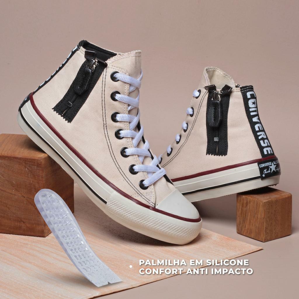 Converse All Star Alto Bege Couro