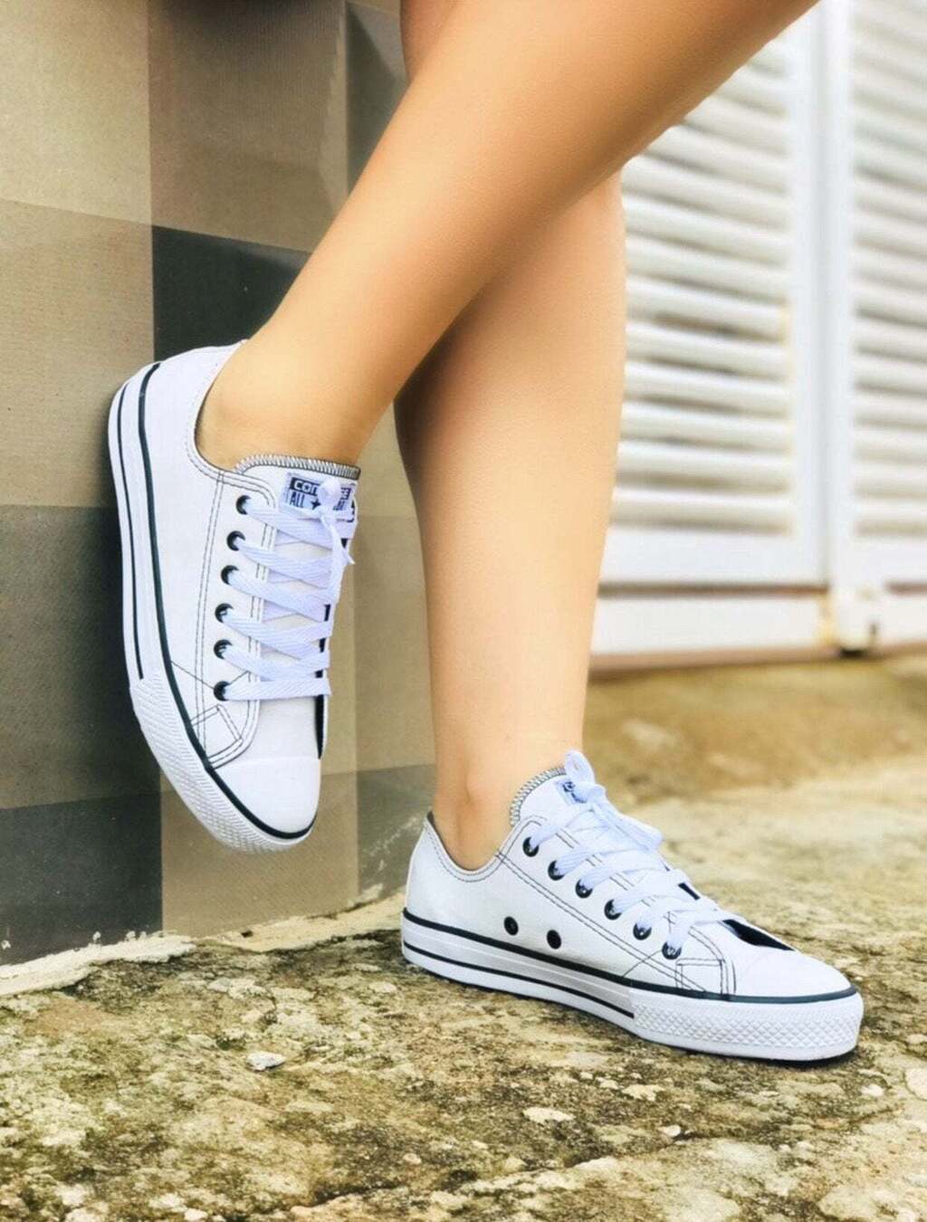 Tênis Converse All Star Branco Couro Sintetico