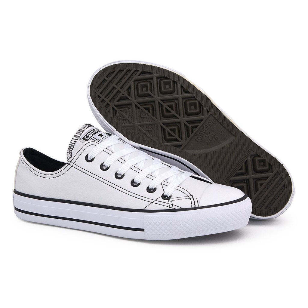 Tênis Converse All Star Preto Couro Sintetico Feminino e Masculino