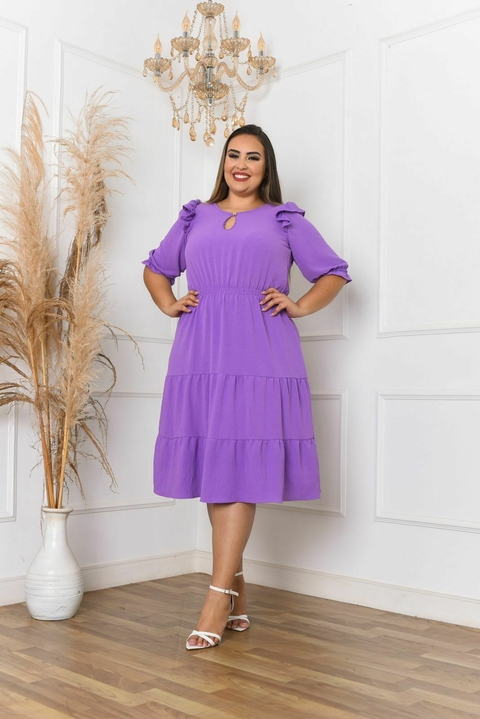 Vestido Plus Size em Viscolinho Pipoca - Donna Vanda Modas