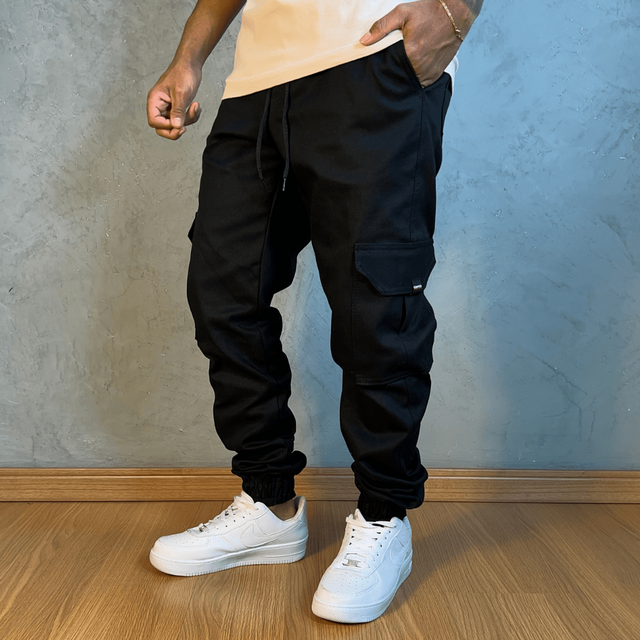 Kit com 3 Calças Jogger masculina cargo Skinny com elástico e