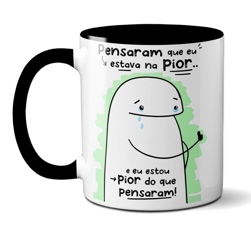 Caneca Flork Meme Pensaram Que eu Estava Na Pior