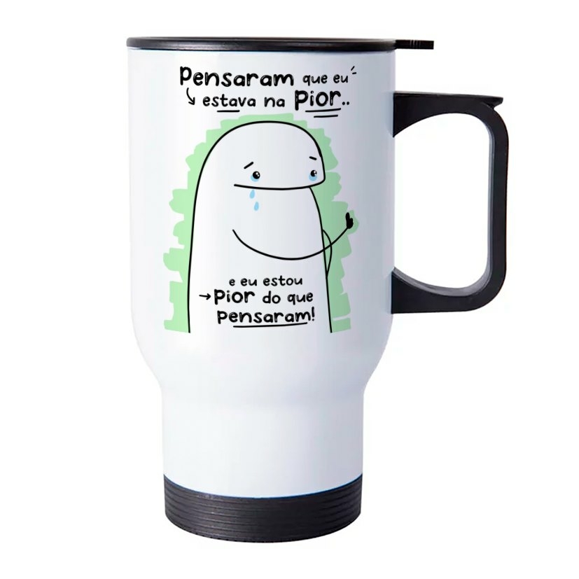 Caneca Flork Meme Pensaram Que eu Estava Na Pior