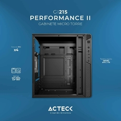 Acteck Gabinete Micro Torre Performance II GI215 / MAX MB M-ATX Fuente ATX Plus 500w / 2xUSB 2.0 / Full Metalico + Frente Solido/Negro - tienda en línea