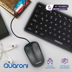 Kit teclado+mouse alambrico quaroni - comprar en línea