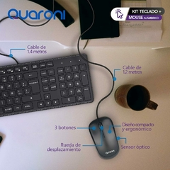 Kit teclado+mouse alambrico quaroni en internet