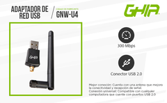 ADAPTADOR DE RED USB GHIA GNW-U4 300MBPS - CM - Cancún | Entrega inmediata a domicilio y envíos a todo México