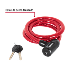 Candado de cable con llave, 15mm X 1.20 m, Hermex en internet