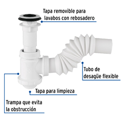 Céspol de bote 1-1/4", contra, polipropileno, para lavabo - CM | Ahorita lo Pides, Ahorita lo Recibe