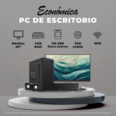 PC DE ESCRITORIO ECONOMICA - CPU INTEGRADO INTEL N4020/4GB RAM/SSD 120GB DISCO DURO/MONITOR 19.5"/ADAPTADOR WIFI/TECLADO, MOUSE USB/BOCINA/WINDOWS 10 en internet