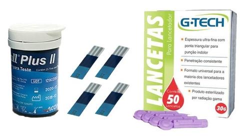 Kit Aparelho Medidor de Glicose + 50 Tiras de Medição G-Tech Lite -  Ortoponto