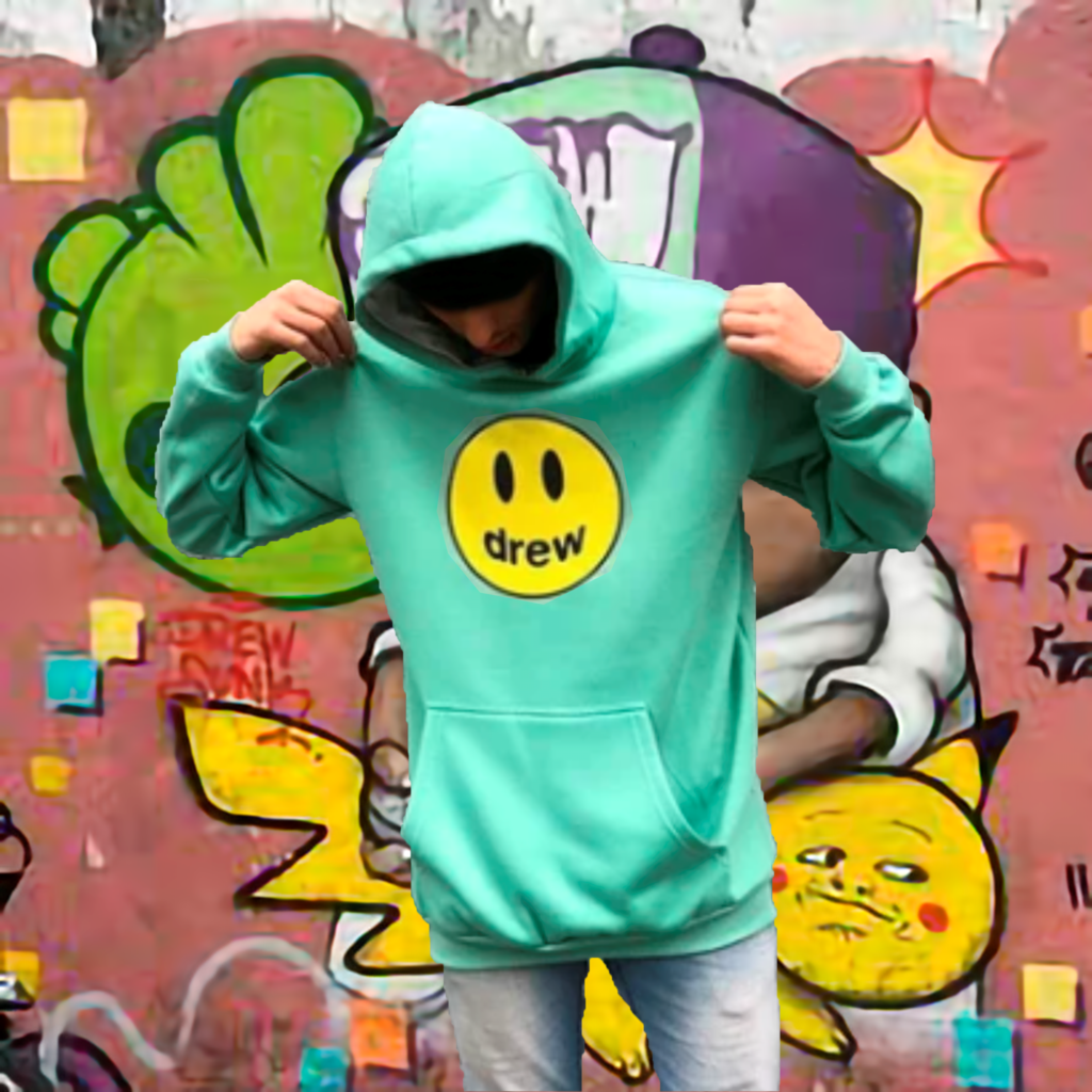 Buzo Hoodie Canguro Drew House Justin Bieber Verde Agua Premium