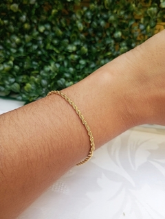 Pulseira Cordão Baiano em Aço Banhada a ouro 18k