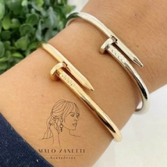 Bracelete Prego Inspiração Cartier Em Aço Inoxidavel Dourado e prata