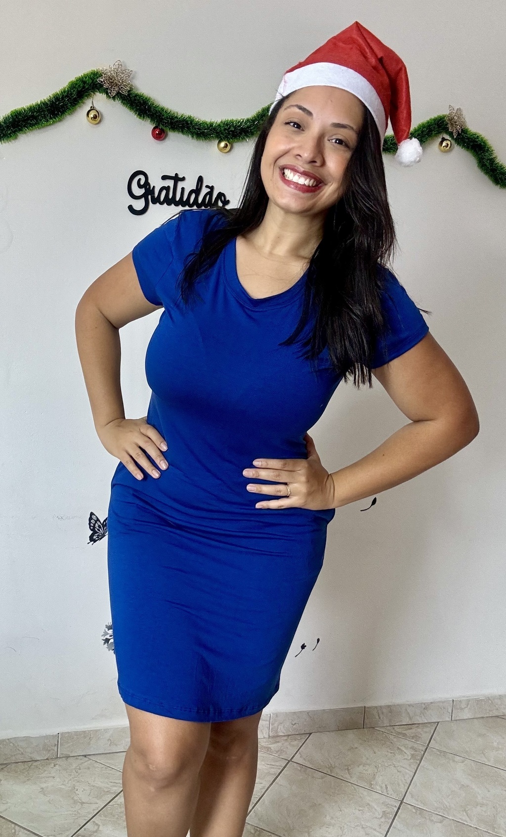 Vestido de best sale malha azul