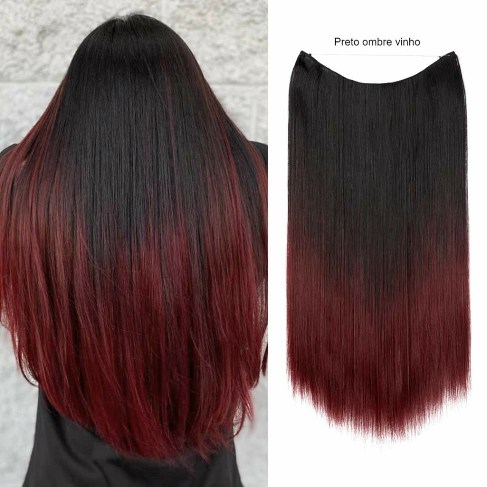 Compre LISI CABELO Pendurado Orelha Tingido Cabelo Bonito Extensão de cabelo  para cabelo longo fêmea uma cor de cartão invisível extensão de cabelo liso  sem emenda peça multicolor