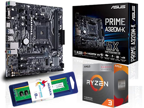KIT 11 GEN ASUS PRIMEA320M-K + RYZEN 3 3200G 3.6 - 4.0 GHz + 8GB MEMORIA RAM DDR4 KIT 11 GEN ASUS PRIMEA320M-K + RYZEN 3 3200G 3.6 - 4.0 GHz + 8GB MEMORIA RAM DDR4