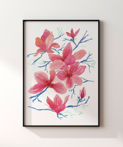 Quadro Decorativo Aquarela Floral Camélias - comprar online