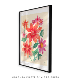 Quadro Botânico Flores Vermelhas - Betania Sensini | Arte e Aquarela