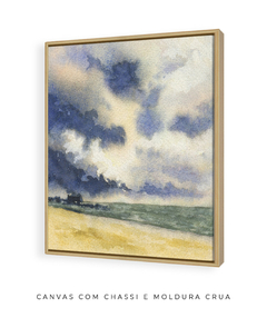 Quadro Decorativo Aquarela Mar, Areia e Nuvens - loja online