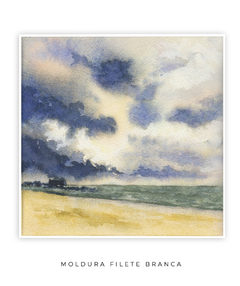 Quadro Decorativo Aquarela Mar, Areia e Nuvens na internet