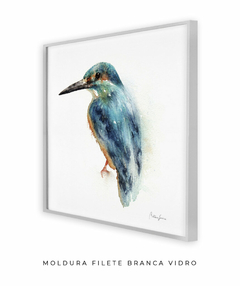 Quadro Decorativo Pássaro Azul em Aquarela Kingfisher - Betania Sensini | Arte e Aquarela