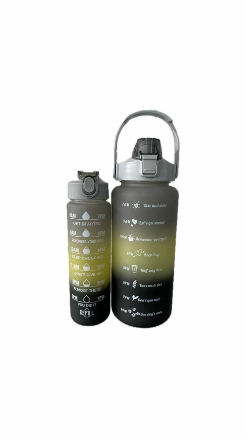 Botella De Agua Motivacional Deporte Doble Pico 2 Litros