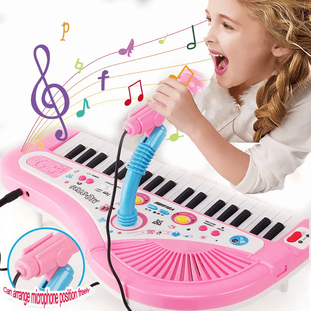 Teclado Piano Musical Infantil Eletrônico 37 Teclas com Microfone (Vermelho)