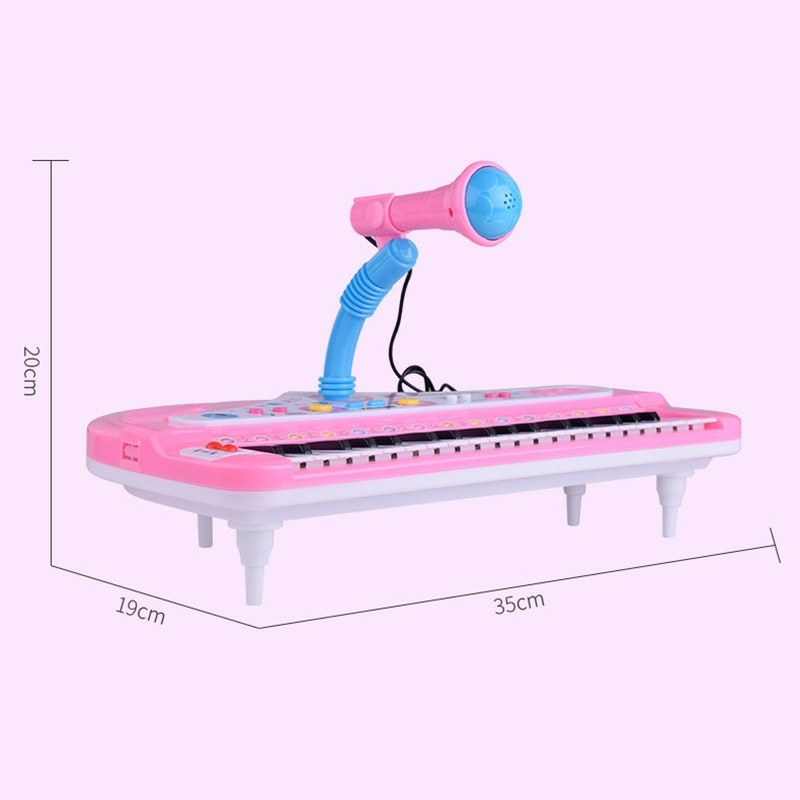 Piano infantil, 2 teclado eletrônico com microfone rosa - AliExpress