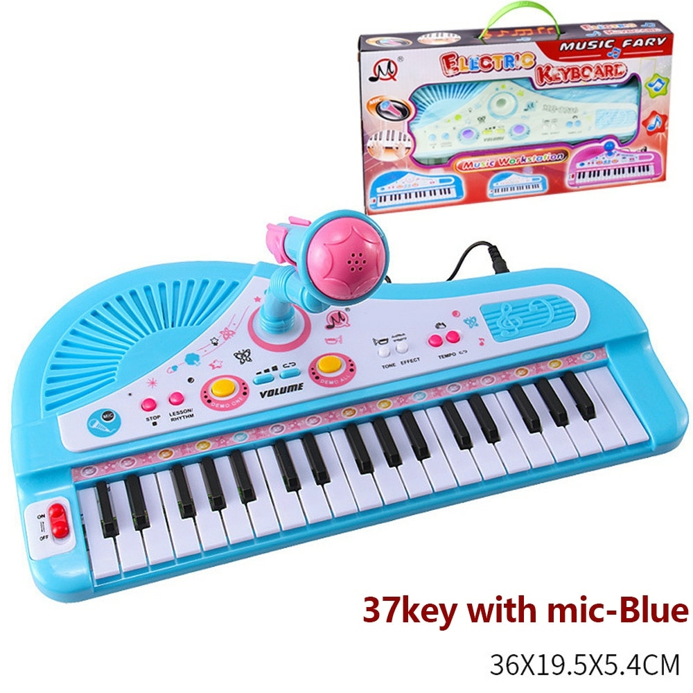 Teclado Piano Musical Infantil Eletrônico 37 Teclas com Microfone (Vermelho)