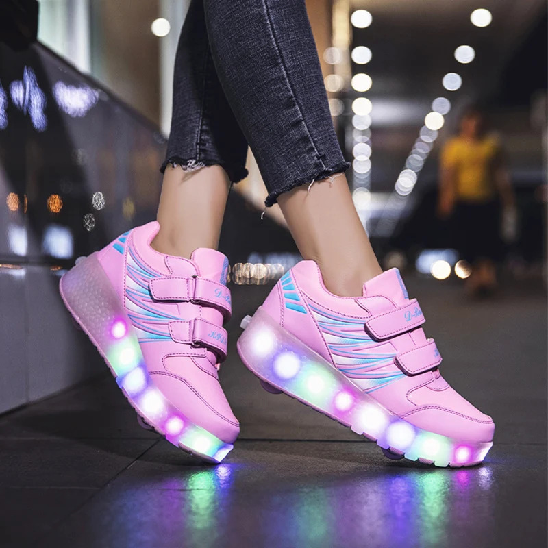 Tênis Patins Com Rodas Iluminado de Led