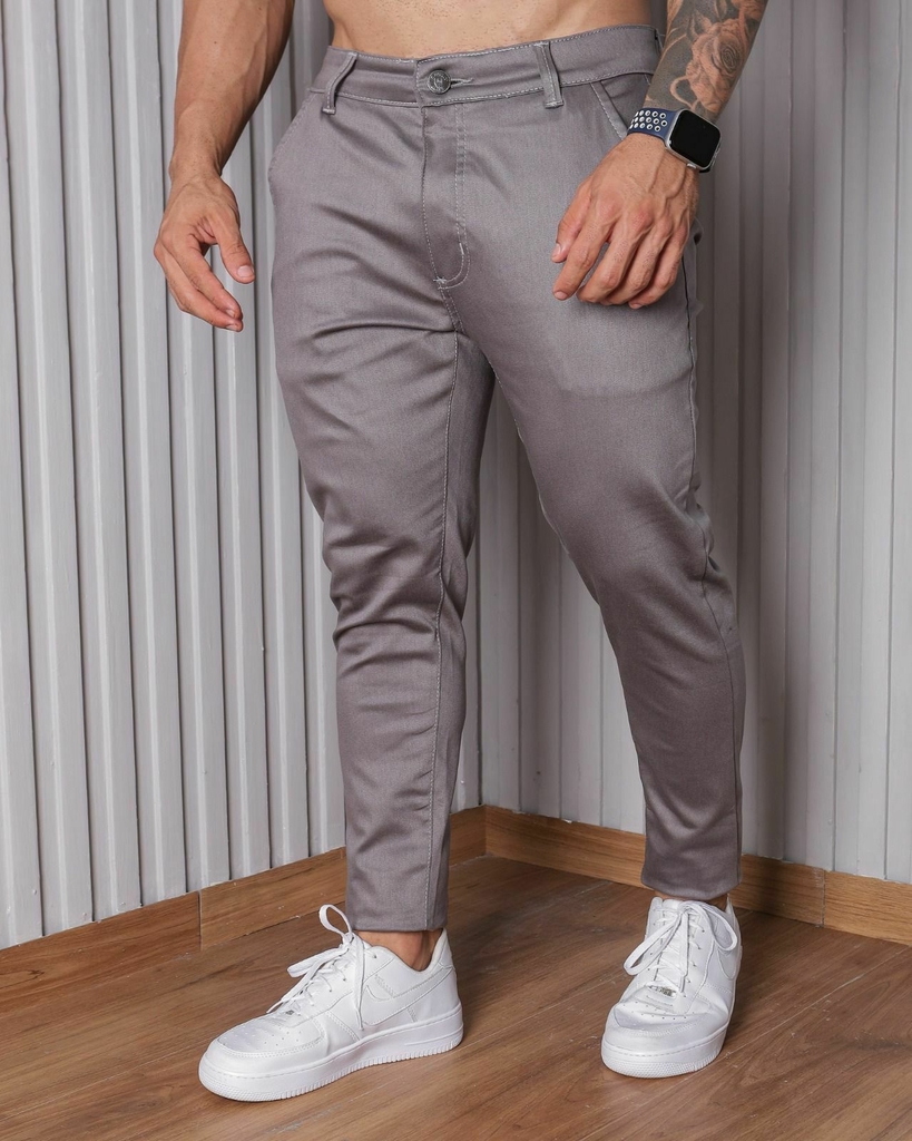 Calça Alfaiataria Masculina Classic Fit - Cinza Claro Cinza