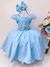 Vestido Daminha da Festa Menina Infantil Princesa Azul Luxo