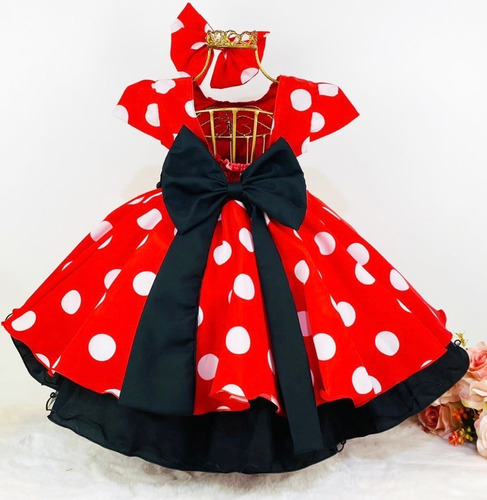 Vestido Minnie Vermelha Festa Criança Temático Aniversário