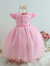 Vestido Rosa Jardim encantado Infantil das Borboletas Menina Princesa Bebê Luxo